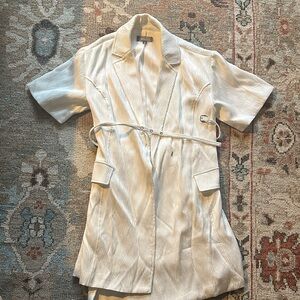 Anthropologie 4SIZNNA - White Short Sleeve Belted Dress